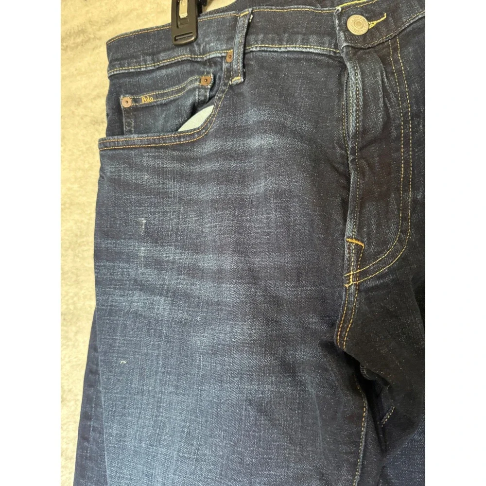 Polo Ralph Lauren Hampton Relaxed Straight Jeans Mens 36x34 Dark Wash Indigo